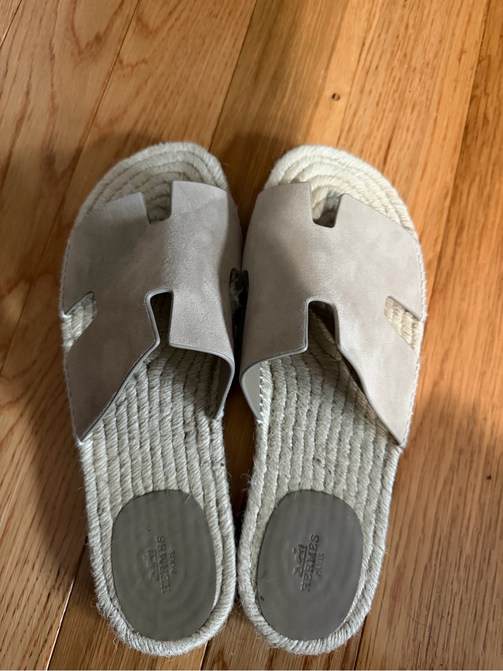Hermes Men's Beige Suede Slide Sandals (only worn a few times)